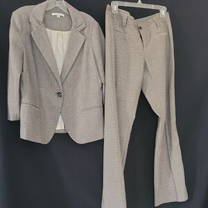 CAbi Taupe Textured Boot-Cut Pants & Blazer Set